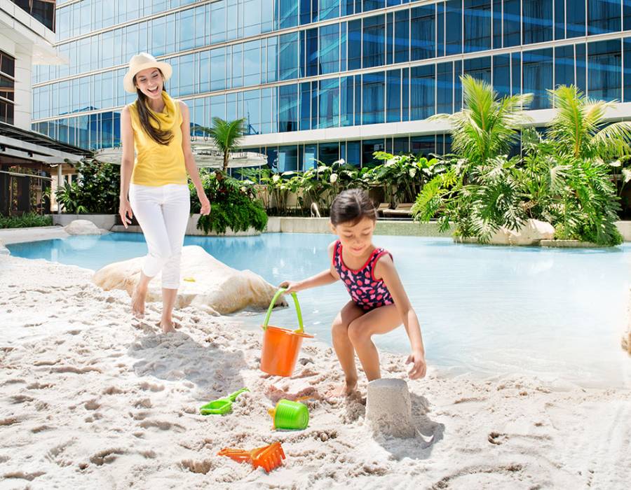Heated White Sandy Beach Pool