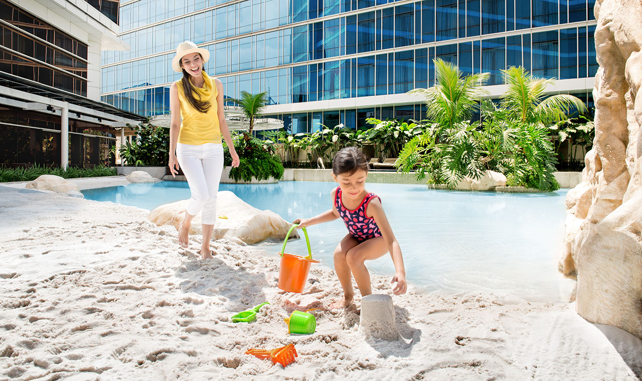 Heated White Sandy Beach Pool